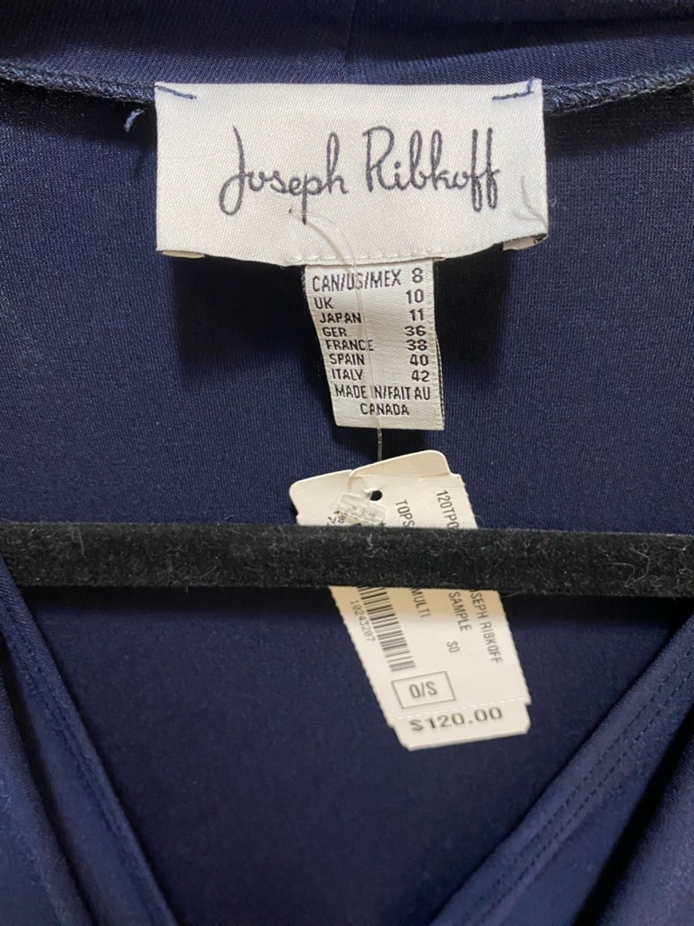 Joseph Ribkoff Navy Wrap-Front cap sleeve blouse - Picture 6 of 6